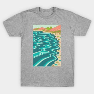 COASTLINE West Coast Coastal Beach Shoreline Outdoors Landscape in Turquoise Teal Blush Orange - UnBlink Studio by Jackie Tahara T-Shirt